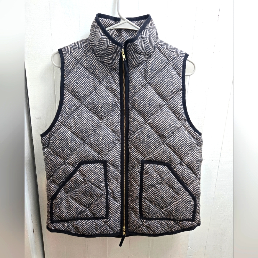 J. Crew Herringbone Quilted Vest with Pockets
